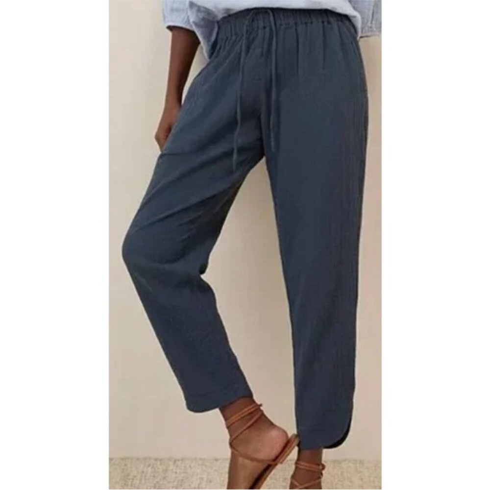 Pact French Blue Organic Gauze Ankle Pants